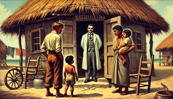 Nota. La figura muestra la visita del doctor al pueblo para tratar de curar a Coyotito. Fuente: ChatGPT (2024).